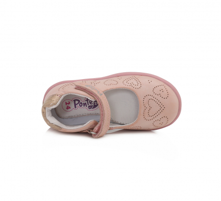 Pantofi balerini piele fete, Ponte20, inimioare roz- D.D.Step [3]