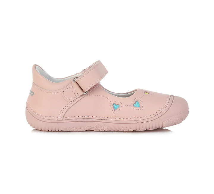 Pantofi balerini piele fete, ROZ cu inimioare- D.D.Step [2]