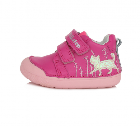 Pantofi barefoot fetite Primii Pasi, roz cu pisicuta, piele- D.D.Step [0]