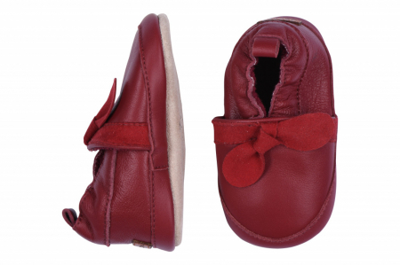 Papuci de interior copii - Pantofi de interior din piele naturala- Sundried Tomato Bow