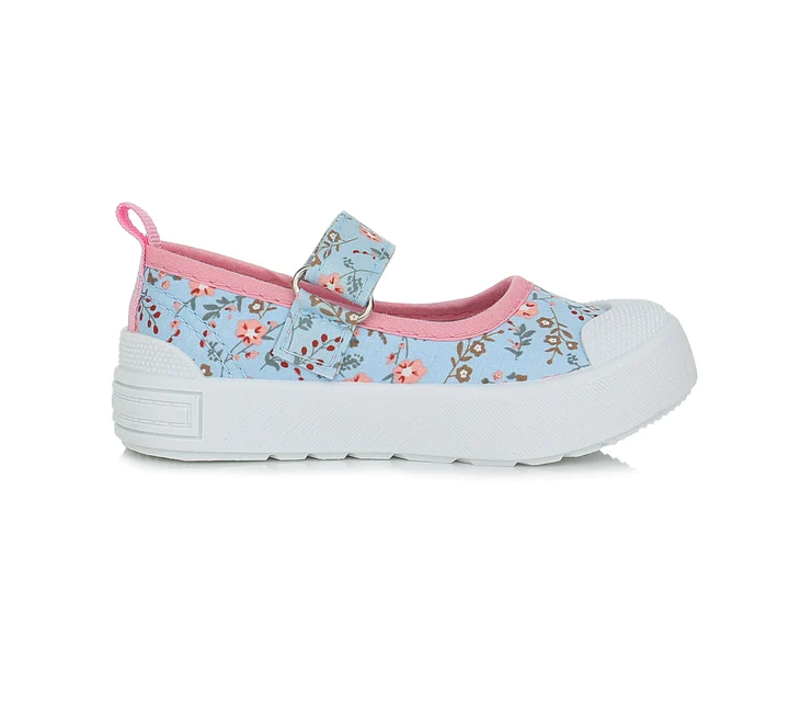 Pantofi de panza fete, bleu cu floricele - D.D.Step [2]