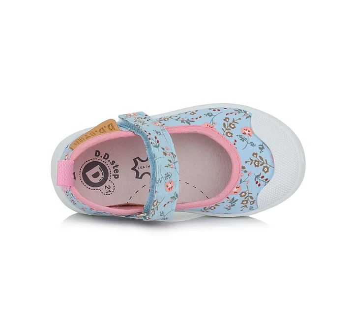Pantofi de panza fete, bleu cu floricele - D.D.Step [3]