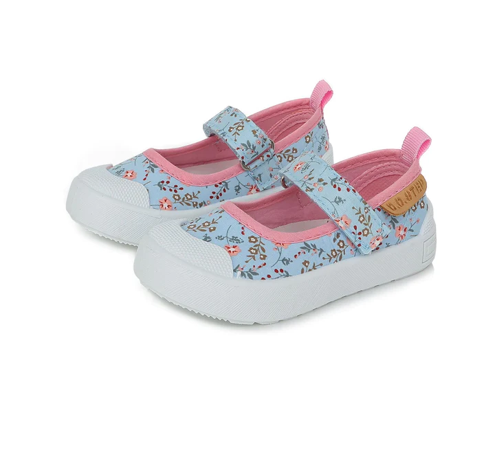 Pantofi de panza fete, bleu cu floricele - D.D.Step [5]