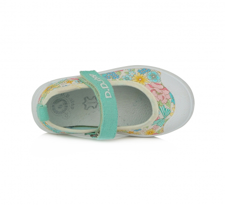 Pantofi de panza fete, verde cu floricele - D.D.Step [4]