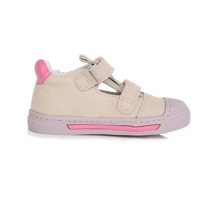 Pantofi decupati piele fete Ponte20, roz cu floricele aplicate- D.D.Step [2]