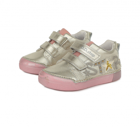 Pantofi fete, piele, prindere cu scai, auriu STAR - D.D.Step [5]