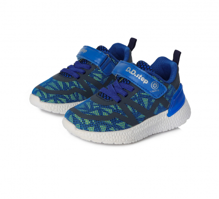 Pantofi sport din panza, baiaeti, cu LED-uri, albastru - D.D.Step [5]