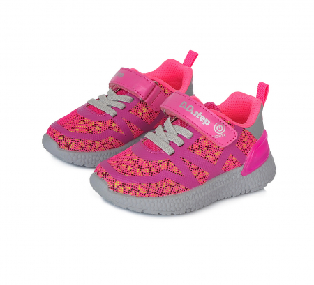 Pantofi sport din panza, fete, cu LED-uri, roz - D.D.Step [5]