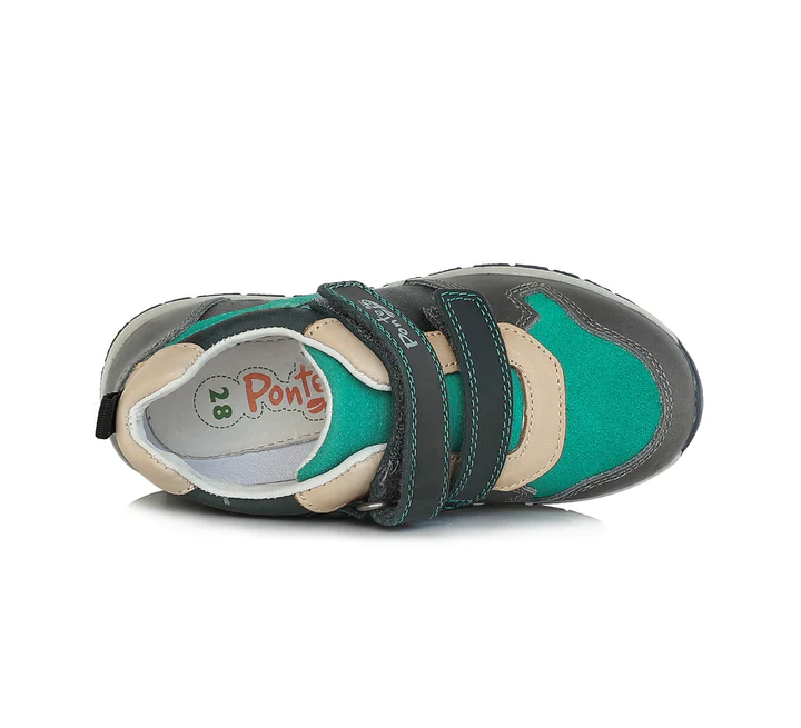 Pantofi sport din piele naturala pentru baieti, cu talpa supinata - Gri  - Ponte20 [3]