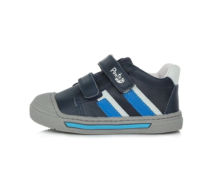 Incaltaminte copii - Pantofi sport din piele naturala pentru baieti, cu talpa supinata - Bleumarin Royal Blue - Ponte20