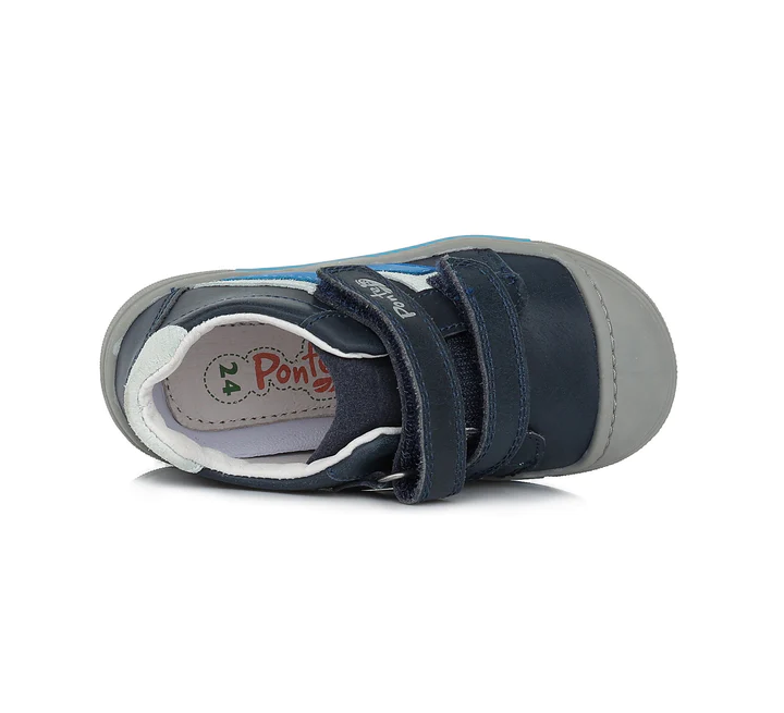 Pantofi sport din piele naturala pentru baieti, cu talpa supinata - Bleumarin Royal Blue - Ponte20 [3]