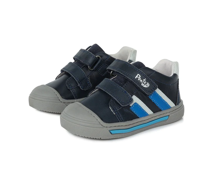 Pantofi sport din piele naturala pentru baieti, cu talpa supinata - Bleumarin Royal Blue - Ponte20 [5]