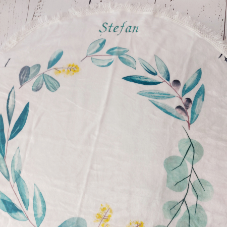 Paturica Milestone pentru fotografii bebe - Baby Eucalypt- cu numele bebelusului [3]