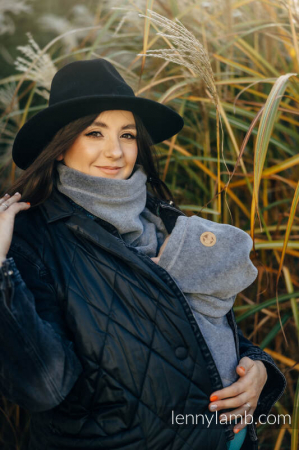 Accesorii babywearing - Pieptar polar fleece 2 in 1 Mami si Bebe- Turtleneck for Two - Dark Grey