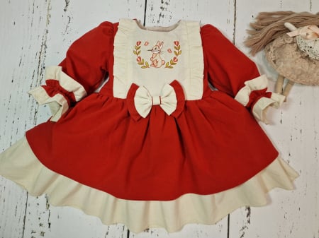 Haine naturale - Rochie de bumbac, cu broderie Iepuras