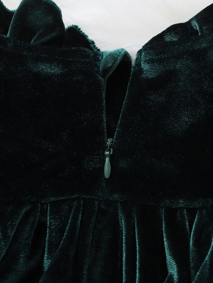 Rochie fete catifea verde I baby Carla [2]