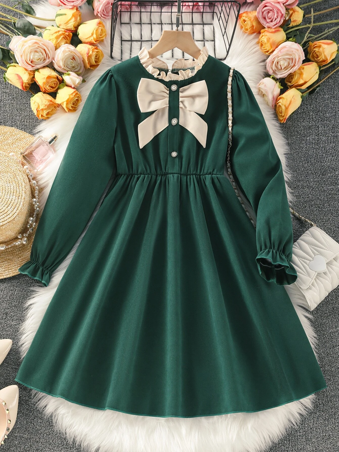 Colectia de Craciun - Rochie fete verde I Alice