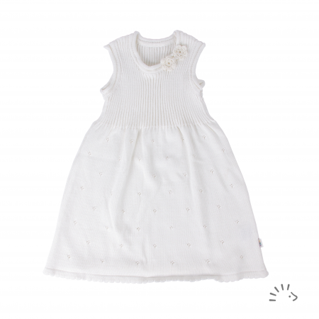 Haine naturale - Rochie Lina din bumbac organic tricotat- White