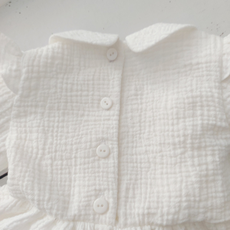 Set salopeta bebe si botosei personalizati, din muselina- Baby Blue Muslin [4]