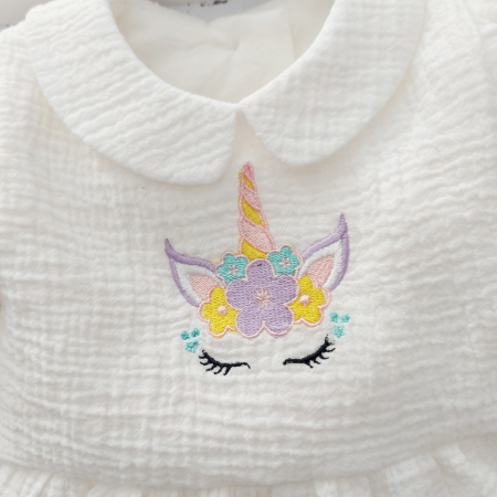 Set salopeta bebe si botosei personalizati, din muselina- Baby Blue Muslin [6]