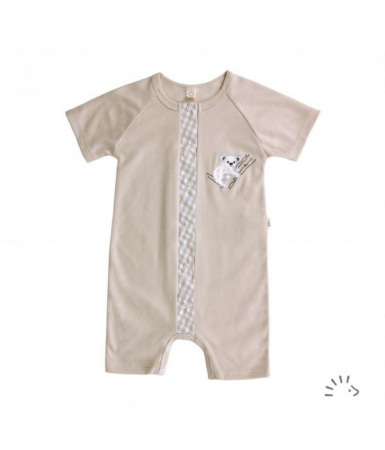 Salopeta de vara/baby romper din bumbac organic- Iobio Popolini- Sand