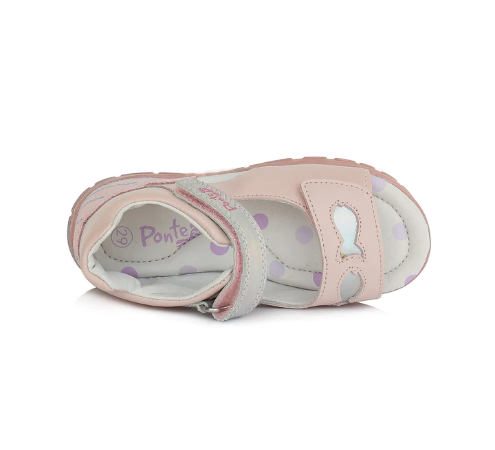 Sandale fete din piele, roz cu pestisori Ponte20 - D.D.Step [4]