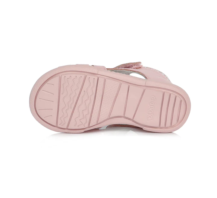 Sandale piele fete, roz cu inimioare, flexibile- D.D.Step [5]