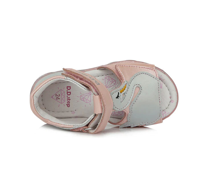 Sandale piele fete, cu aplicatie lebada, flexibile- D.D.Step [4]