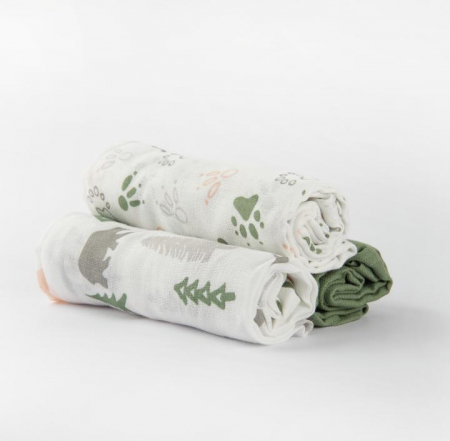 Set 3 pleduri muselina organica 70x70 cm- Camping Day [1]