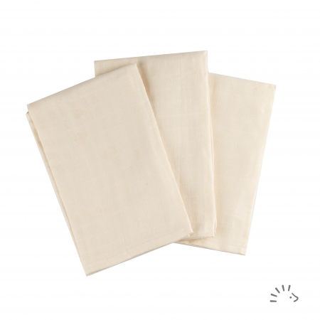 Set 3 pleduri muselina organica Light 70x70 cm- Ecru