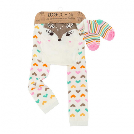 Haine naturale - Set pantaloni si soseste antiderapante, Zoocchini, 12-18 Luni, Fawn