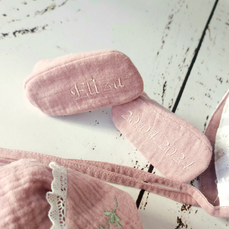 Set rochita din muselina - Vintage Flowers - Roz pudra [3]