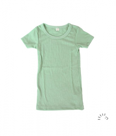 Haine naturale - Tricou fin lana merinos si matase- Green Melangek
