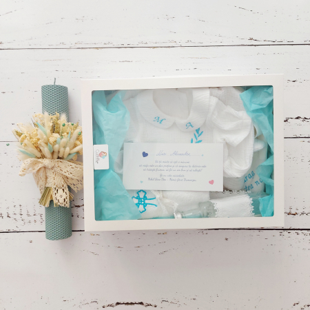 Trusou botez complet Baby Blue Muslin- 11 piese [5]