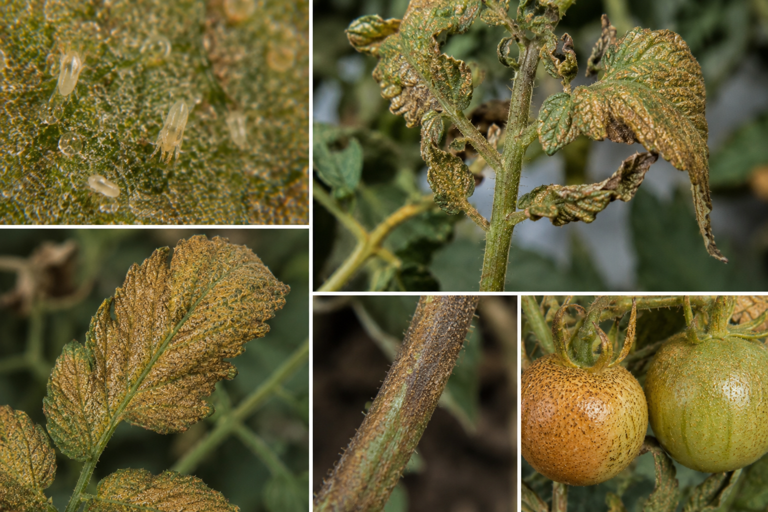 Acarianul galicol al tomatelor (Aculops lycopersici) – Dăunătorul microscopic care afectează frunzele, tulpinile și fructele tomatelor.