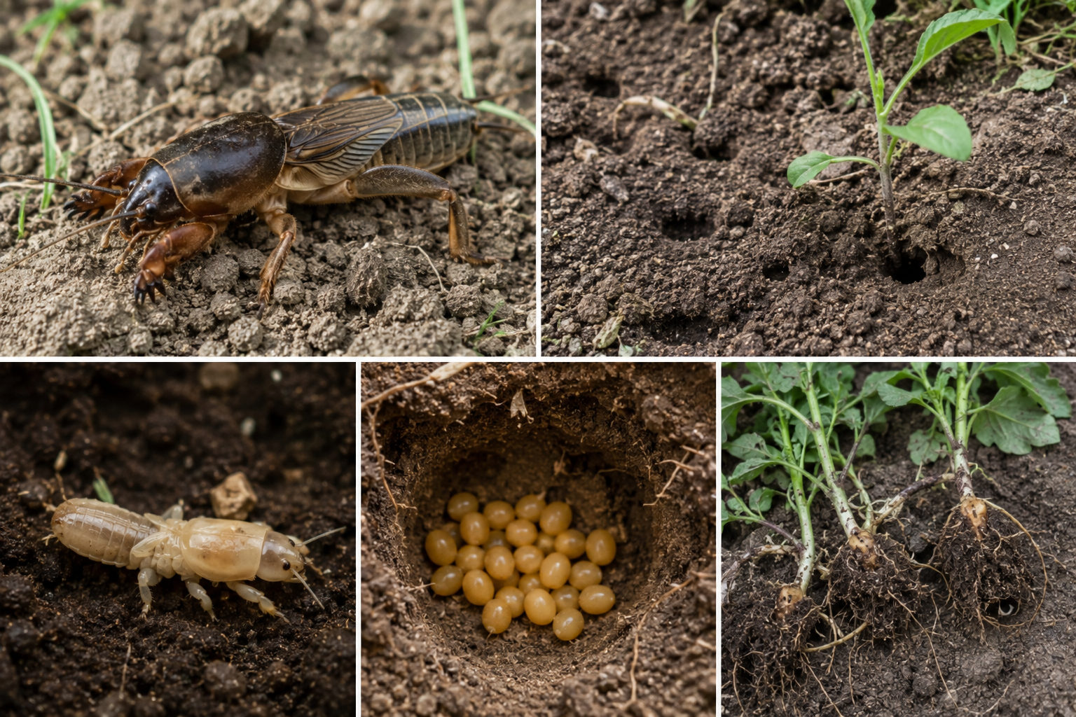 Coropișnița (Gryllotalpa gryllotalpa) – Dăunătorul care distruge rădăcinile, răsadurile și tuberculii prin activitatea sa subterană.