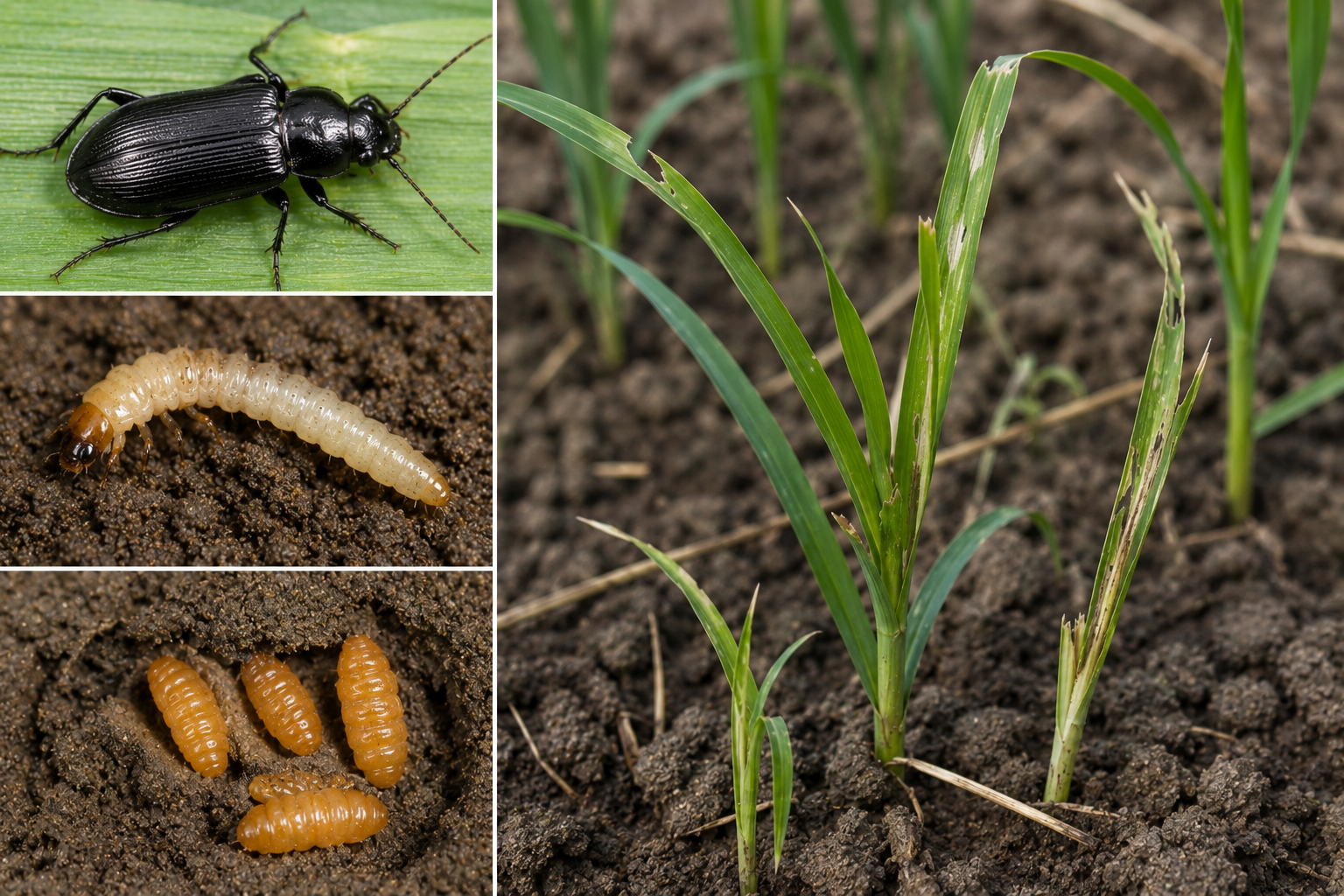 Gândacul ghebos (Zabrus tenebrioides) – Dăunătorul care atacă frunzele și plantele tinere de grâu încă din toamnă.