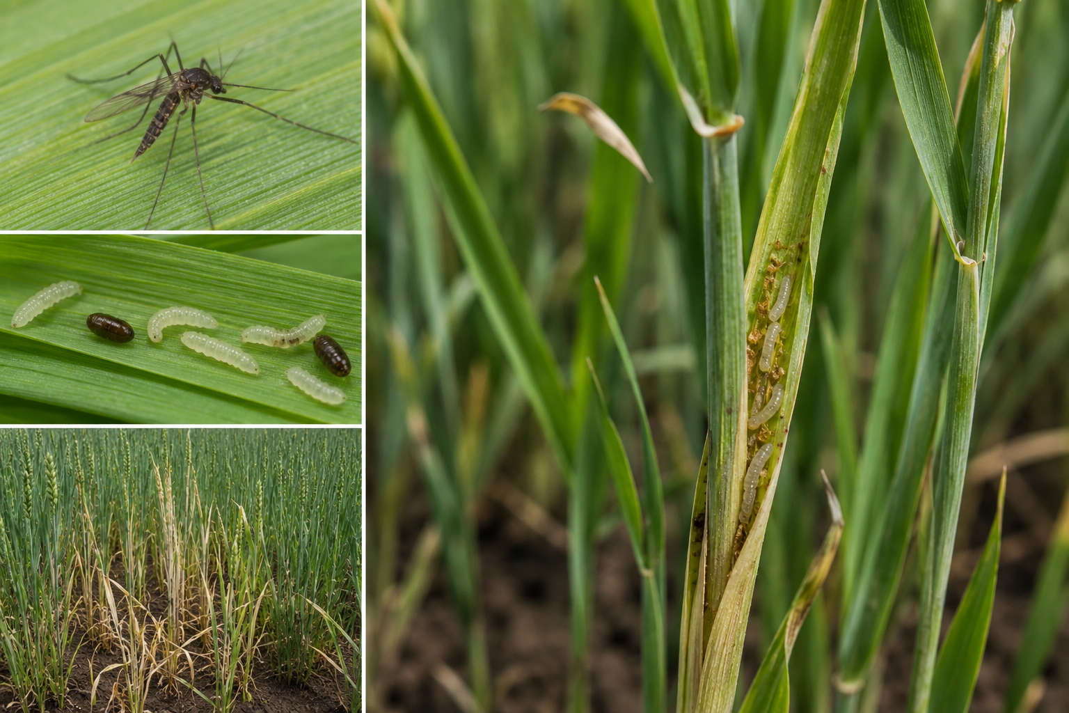 Musca de Hessa (Mayetiola destructor) – Dăunătorul care slăbește plantele de grâu și reduce producția.