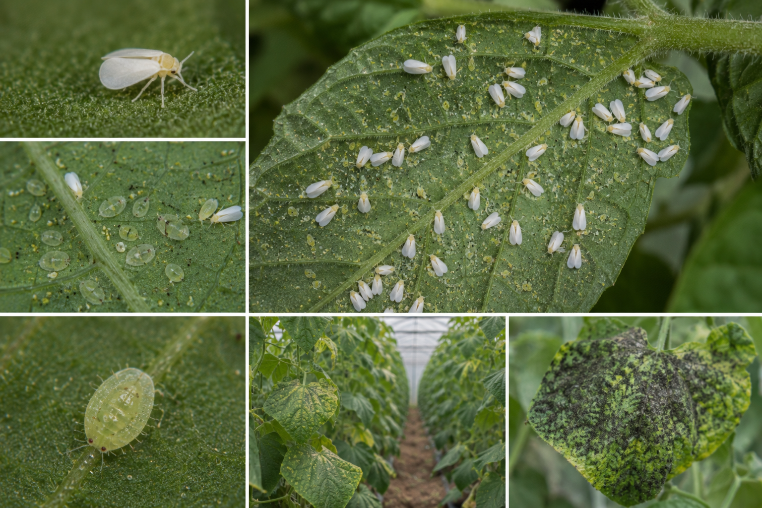 Musculița albă de seră (Trialeurodes vaporariorum) – Dăunătorul care afectează tomatele, castraveții și alte culturi din spații protejate.