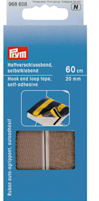 Banda Velcro, arici, auto-adeziva, 60 cm lungime x 20 mm latime, gri, Prym [1]