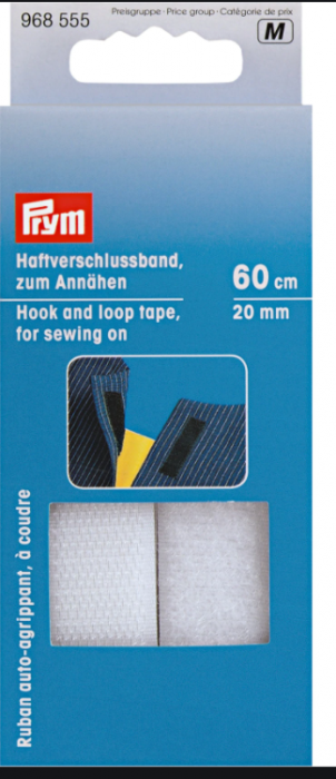 Banda Velcro, arici, de cusut, 60 cm lungime x 20 mm latime, alb Prym [1]