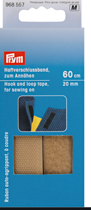Banda Velcro, arici, de cusut, 60 cm lungime x 20 mm latime, bej Prym [1]