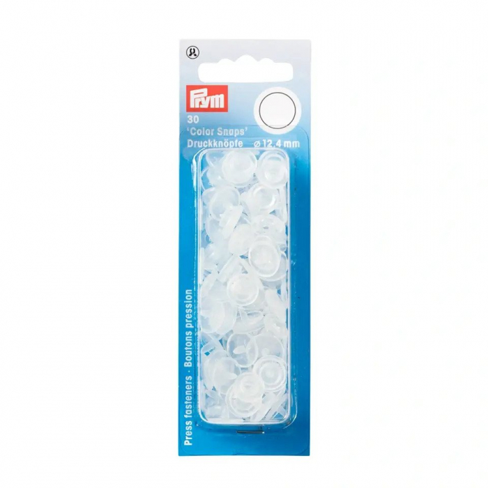 capse din plastic, rotunde, 30 de bucati, diametru 12.4 mm, transparent mat Prym [2]