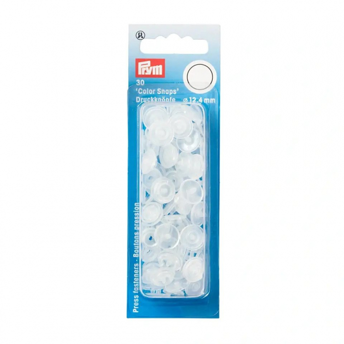 capse din plastic, rotunde, 30 de bucati, diametru 12.4 mm, transparente lucioase Prym [2]