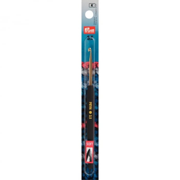 Croseta pentru lana, din aluminiu, cu maner ergonomic, 3,5 mm, lungime 14 cm, Prym 195175 [2]