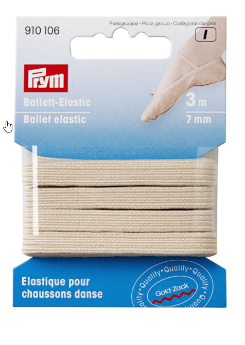 Elastic pentru pantofi, cipici de balet, 7 mm latime, 3 m lungime, bej, Prym [1]