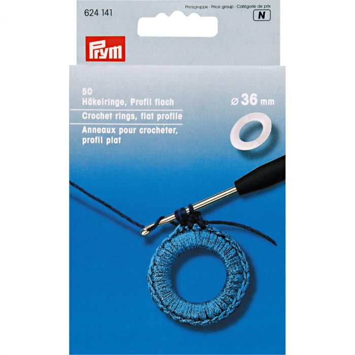 Inele pentru crosetat plate, din plastic, diametru 36 mm, 50 buc, Prym 624141 [1]