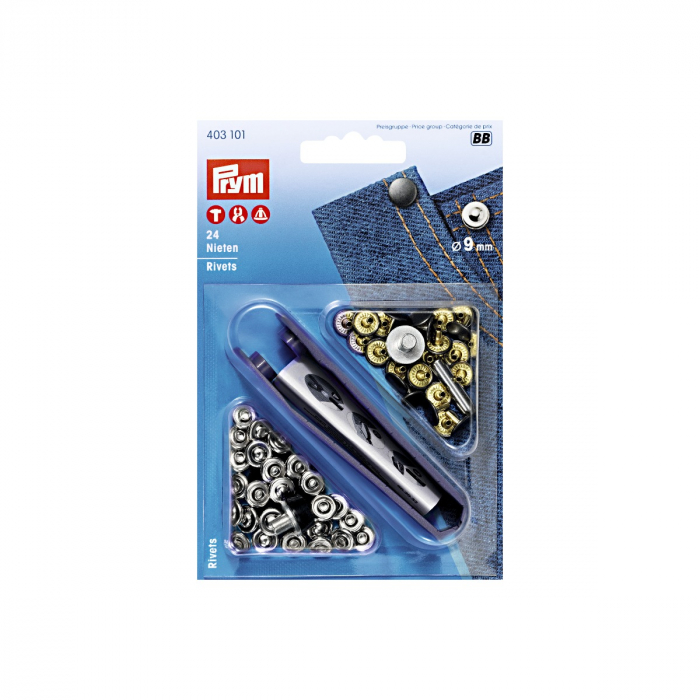Nituri pentru buzunare, riveti de 9mm x 24buc, argintii, Prym [2]