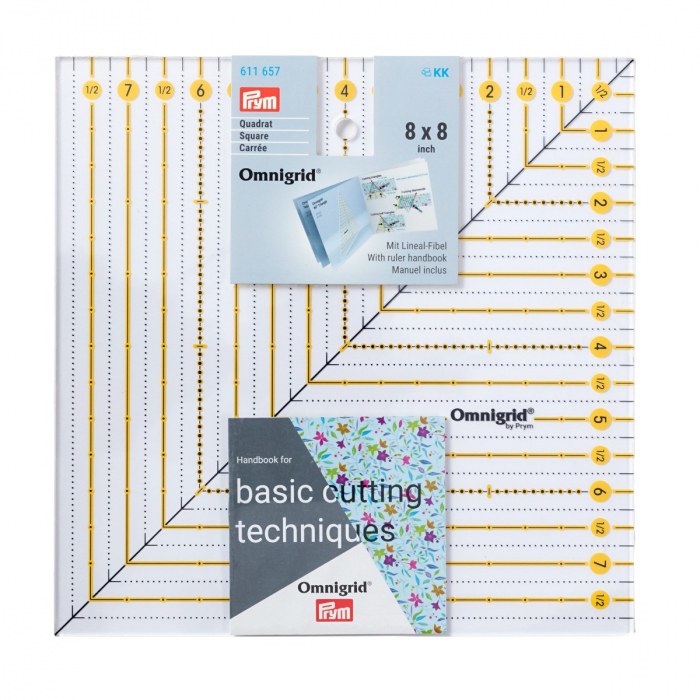 Rigla patrata pentru croitorie, patchwork, design grafic, 20x20 cm (8x8 inch), PRYM 611657 [2]