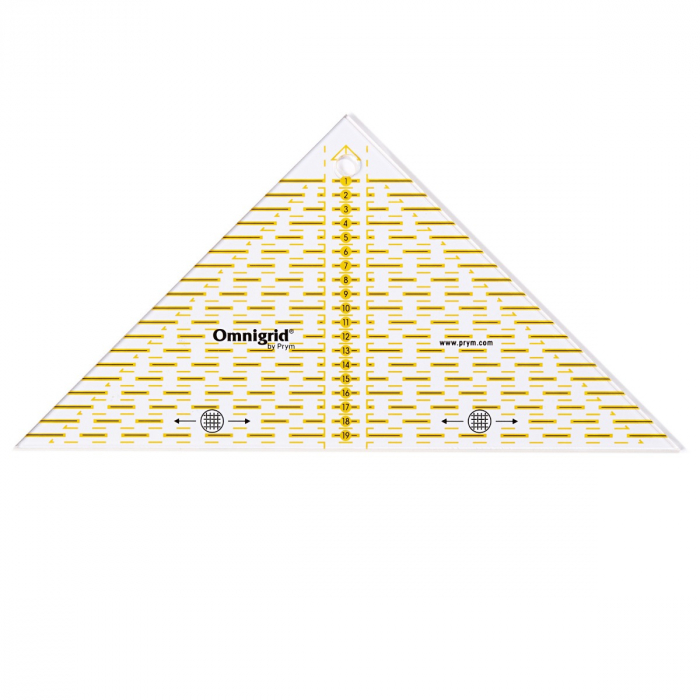 Rigla tip triunghi de 45 de grade, pentru croitorie, patchwork, design grafic, gradata in cm, PRYM 611313 [1]